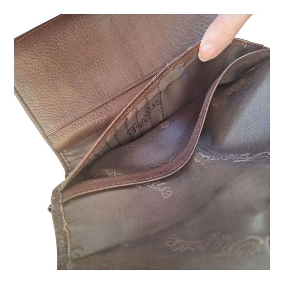 Fossil Leather Envelope Wallet Checkbook Clutch Trifold Billfold Carryall Brown - Picture 11 of 13